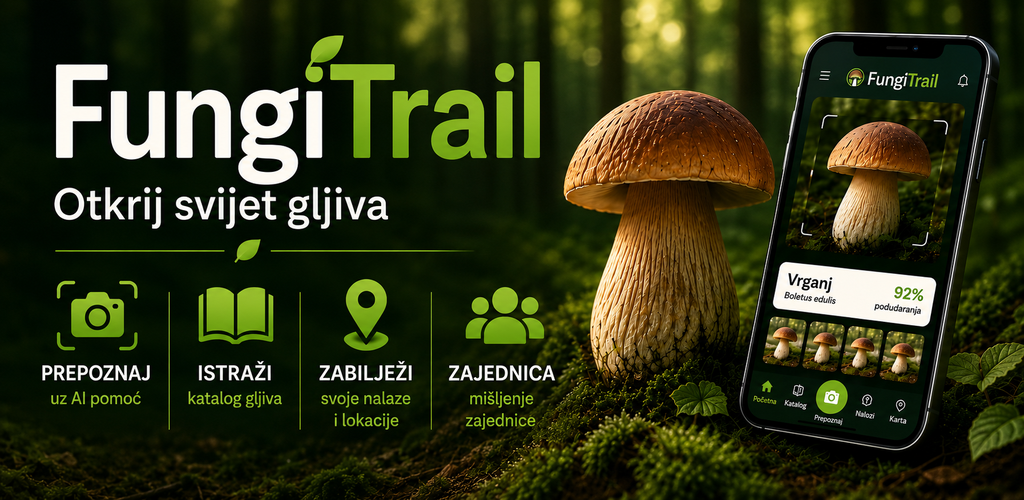 FungiTrail – prepoznavanje gljiva, katalog, spremljeni nalazi i zajednica