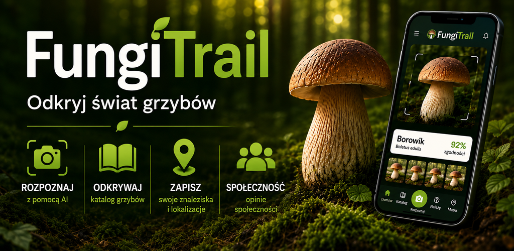 FungiTrail – rozpoznawanie grzybów, katalog, zapisane znaleziska i społeczność